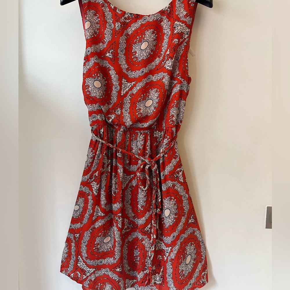 Stellino Red Patterned Dress w/ Belt